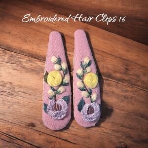 Embroidered Floral Hair Clips